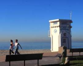 [Walking along the boardwalk]